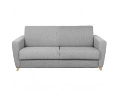 Sofá convertible nórdico gris claro y madera GRAHAM