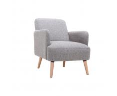 Sillón nórdico gris claro y patas madera ISKO