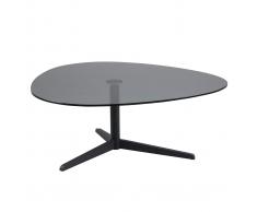 Mesa de centro oval negra en cristal ahumado y metal GALET