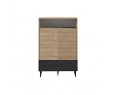 Aparador alto nórdico negro y madera STRIPE