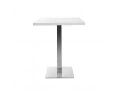 Mesa pequeña diseño cuadrado blanca pata central L60 JORY