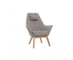 Sillón nórdico gris claro y madera AMADEO