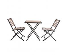 Mesa y 2 sillas plegables negro y madera MOJITO