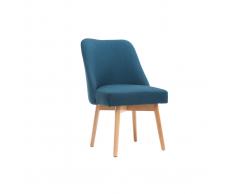 Silla nórdica tejido azul petróleo patas madera clara LIV