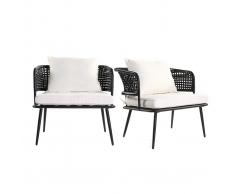 Lote de 2 sillones de jardín en resina imitación mimbre negro MONACO