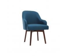 Sillón diseño azul patas madera oscura MONA