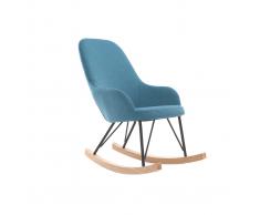 Sillón relax - Baby mecedora tejido azul patas metal y fresno JHENE