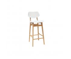 Taburete / silla de bar diseño blanco y madera natural NORDECO