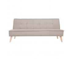 Sofá cama 3 plazas en tejido natural y madera SHANTI