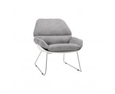 Sillón moderno parte exterior blanca y tejido gris KOKON