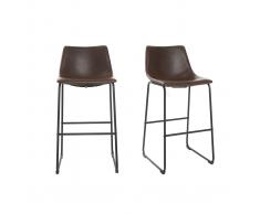 Taburete de bar vintage PU marrón 73cm lote de 2 NEW ROCK