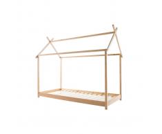 Cama y somier infantil cabaña madera 90x200cm KBANE