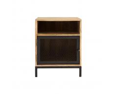 Mesita de noche en madera de mango y metal perforado RACK