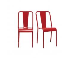 Silla diseño metal rojo lote de 2 EVAN