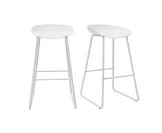Taburetes de bar modernos blancos con patas en metal (lote de 2) PEBBLE