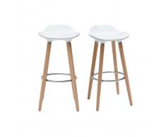 Taburete de bar diseño escandinavo blanco lote de 2 GILDA