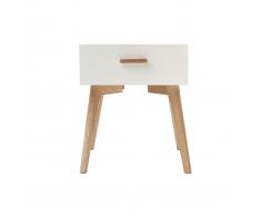 Mesa de noche roble y blanco GILDA