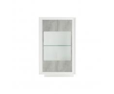 Aparador acristalado moderno blanco y decoración de cemento LAND