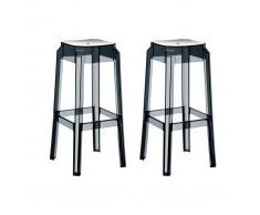 Taburete de bar diseño negro transparente 65cm lote de 2 CLEAR