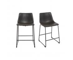 Taburete de bar vintage PU negro 61cm lote de 2 NEW ROCK
