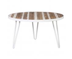 Mesa de centro redonda madera y metal blanco 80x45 ROCHELLE
