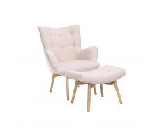 Sillón diseño escandinavo y reposapiés rosa y madera clara BRISTOL