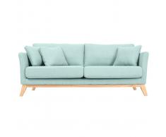 Sofá nórdico 3 plazas azul claro desenfundable patas madera OSLO