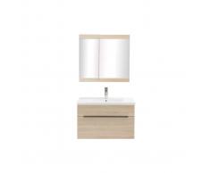 Mueble de baño con lavabo, espejo y almacenaje madera clara SEASON