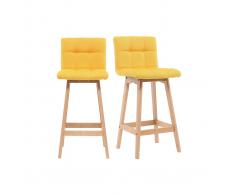 Taburete de bar madera y amarillo 65cm lote de 2 KLARIS