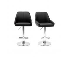 Taburete de bar diseño PU negro lote de 2 ALEK