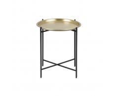 Mesa auxiliar diseño redonda metal dorado LUZ