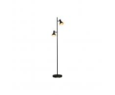 Lámpara de pie en metal negro mate e interior dorado DUO
