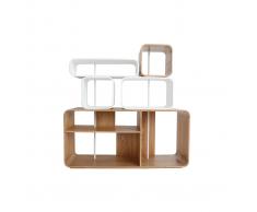 Estantería modulable madera clara y blanco BRICK