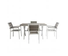 Salón de jardín con mesa y 4 sillas blanco y gris VIAGGIO