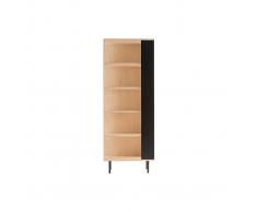 Biblioteca moderna madera y negro con iluminación DOMINI