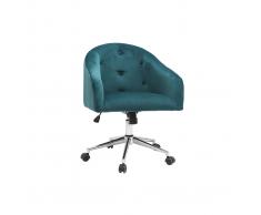 Silla de escritorio terciopelo azul petróleo SHARON