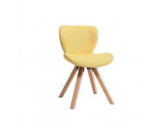 Silla escandinava tejido rosa patas madera clara ANYA