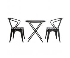 Salón de jardín con mesa plegable y sillas madera y metal negro BERLINER