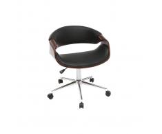 Silla de oficina moderna polipiel negro y nogal ARAMIS