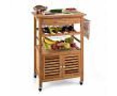 Klarstein Louisiana Carro de cocina Trolley 4 niveles Bambú