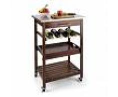 Klarstein Vermont carro de cocina camarera cajón estante de vino acero inoxidable
