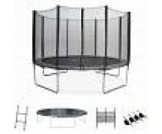 ALICE'S GARDEN Cama elástica 370 cm, hasta 150 kg, kit completo, trampolín Gris,