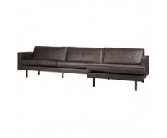 sofá chaise longue negro piel Rodeo