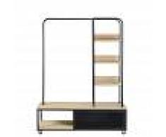 Maisons du Monde Perchero con ruedas de abeto y metal negro Rebel