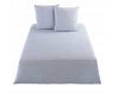Maisons du Monde Juego de cama reversible de algodón tejido azul y blanco 240x260