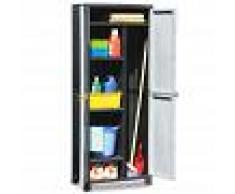 Garden House Garage 91 Armario de Resina con Escobero y 4 Baldas Gris 171x68x39cm GH91