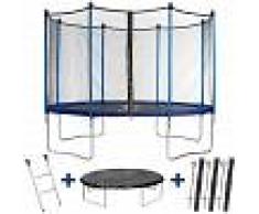 HABITAT ET JARDIN Trampolin / cama elástica Happy - Ø 4.25 m - con malla + escalera +