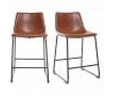 MILIBOO Taburete de bar vintage PU marrón claro 61cm lote de 2 NEW ROCK