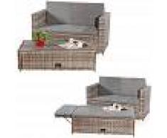 MUCOLA Salón Muebles de jardín Sofá Banco Mesa plegable Ratán Juego de jardín