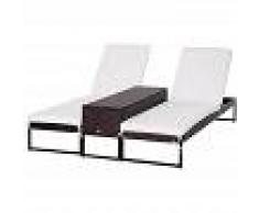 Outsunny Conjunto de 2 Tumbonas de Terraza con Mesa Ratán 195x60x86 cm